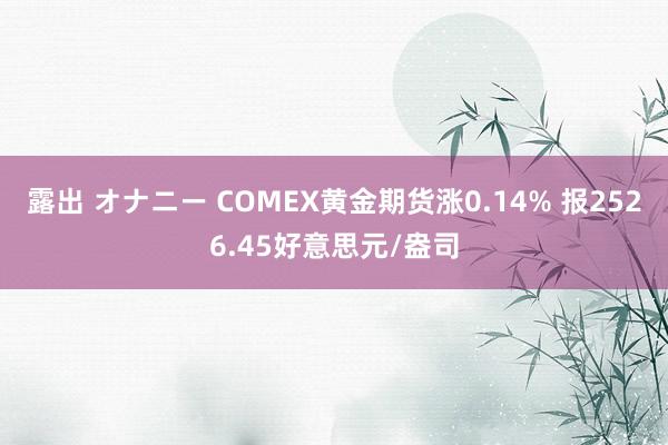 露出 オナニー COMEX黄金期货涨0.14% 报2526.45好意思元/盎司