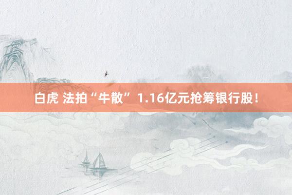 白虎 法拍“牛散” 1.16亿元抢筹银行股！
