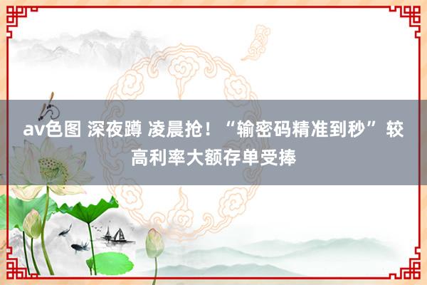 av色图 深夜蹲 凌晨抢！“输密码精准到秒” 较高利率大额存单受捧