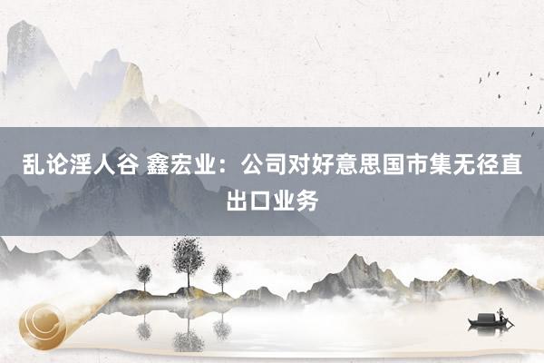 乱论淫人谷 鑫宏业：公司对好意思国市集无径直出口业务